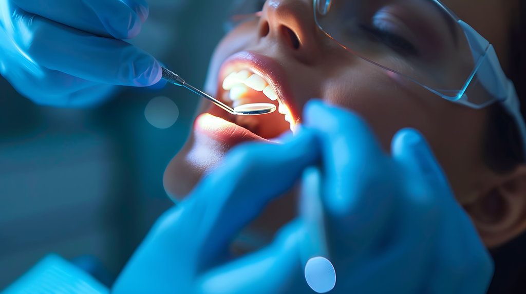 Dentist using a dental endoscope for precise root canal treatment