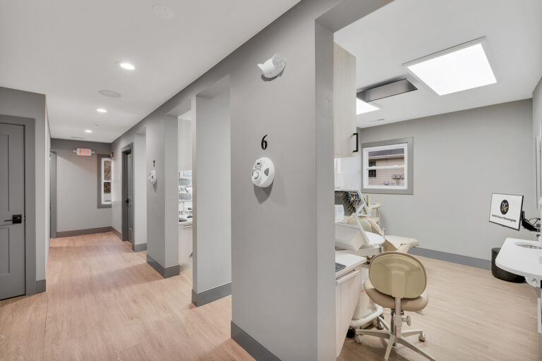Hallway between treatment rooms at Dental Group of Bloomingdale