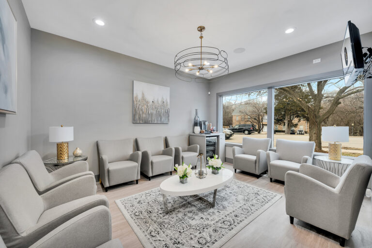 Bright waiting room at Dental Group of Bloomingdale